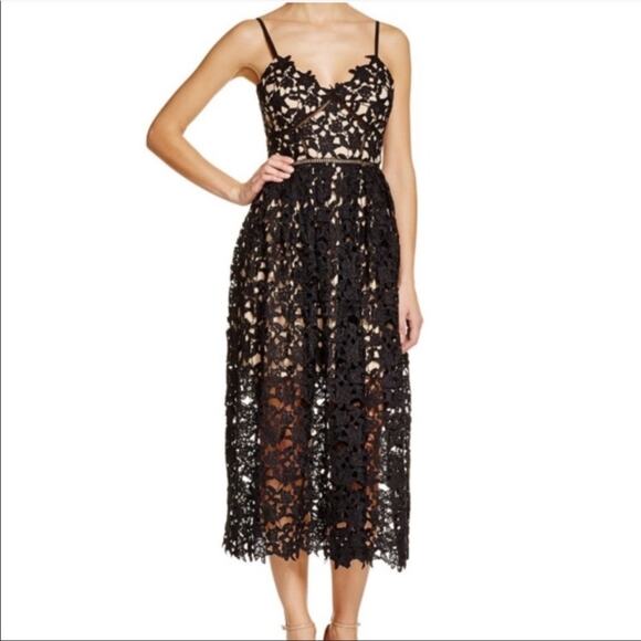 Aqua Black Sweetheart Neckline  Lace Cami Midi Dress, EUC, Size XS, MSRP $148 - Picture 1 of 10